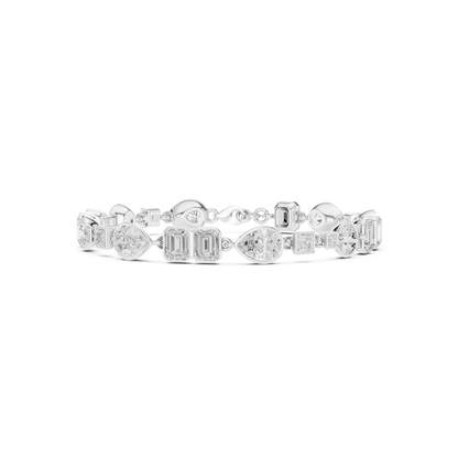 9.03CTW Multi-Shape Bezel Mixed Cut Diamond Link Bracelet - Yellow Gold