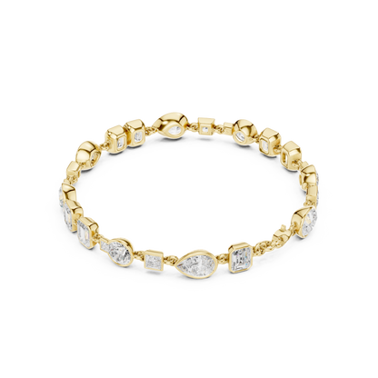 9.03CTW Multi-Shape Bezel Mixed Cut Diamond Link Bracelet - Yellow Gold