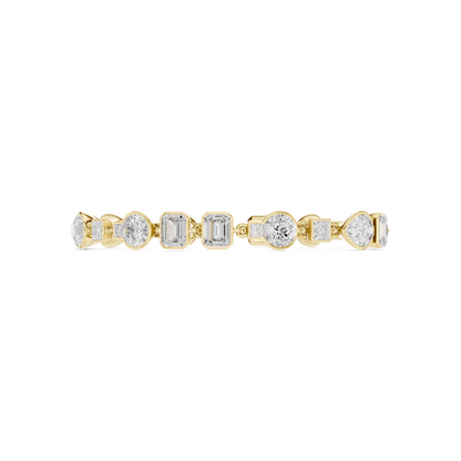 9.03CTW Multi-Shape Bezel Mixed Cut Diamond Link Bracelet - Yellow Gold