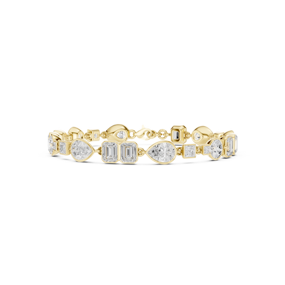 9.03CTW Multi-Shape Bezel Mixed Cut Diamond Link Bracelet - Yellow Gold