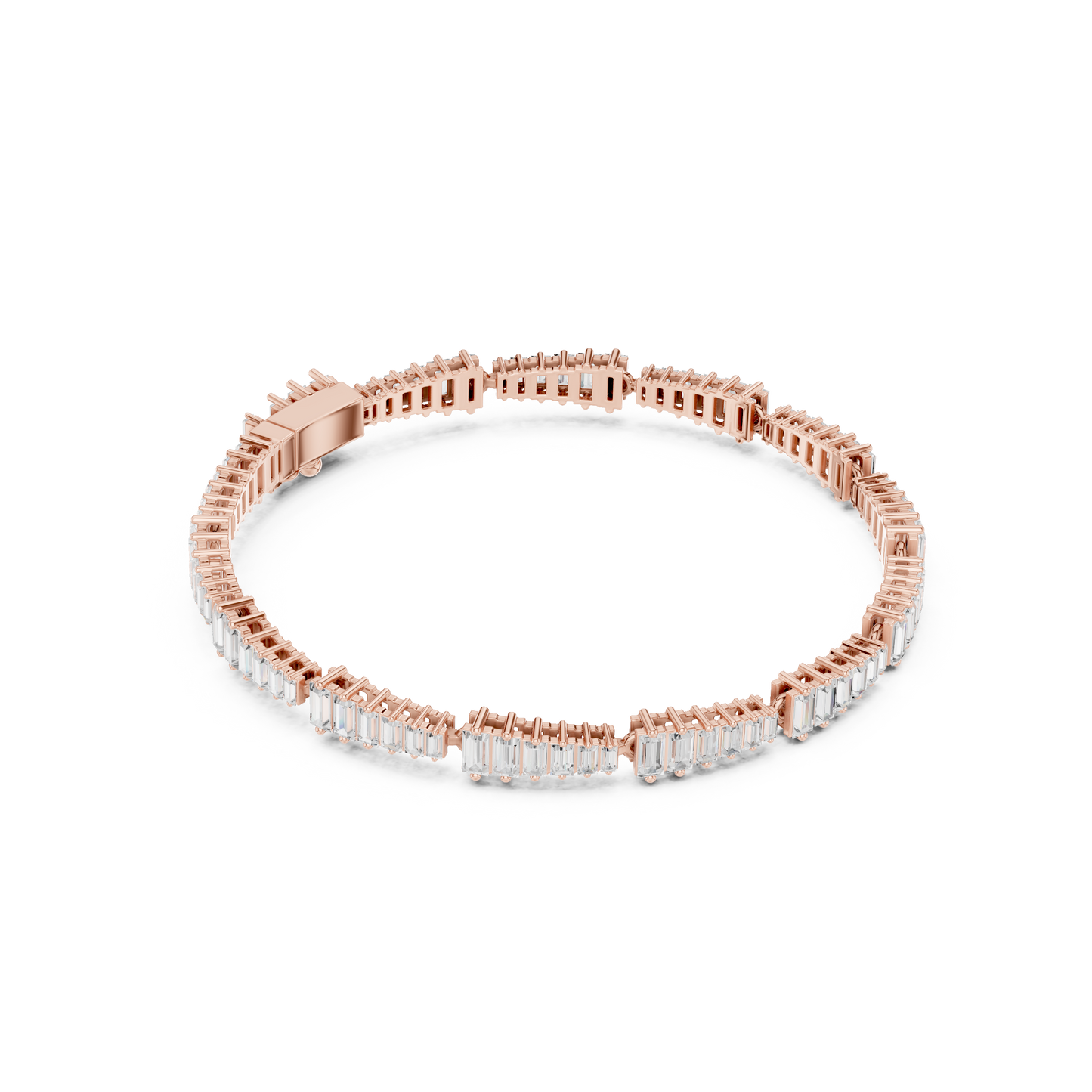 3.94CTW Tapered Baguette Diamond Bar Bracelet in Yellow Gold