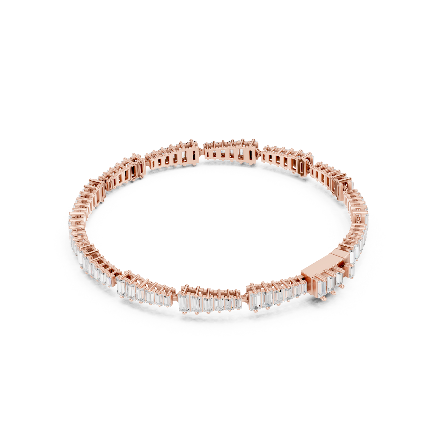 3.94CTW Tapered Baguette Diamond Bar Bracelet in Yellow Gold