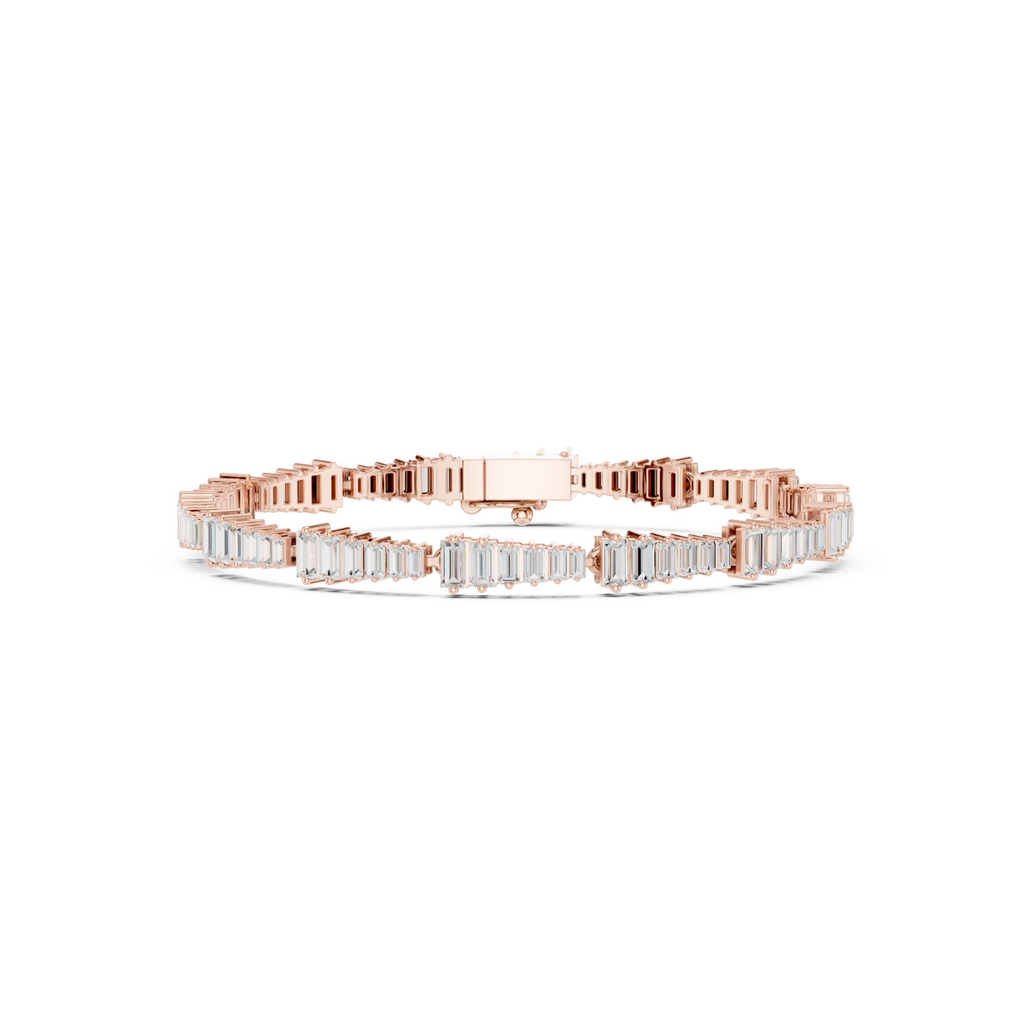 3.94CTW Tapered Baguette Diamond Bar Bracelet in Yellow Gold