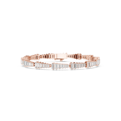 3.94CTW Tapered Baguette Diamond Bar Bracelet in Yellow Gold
