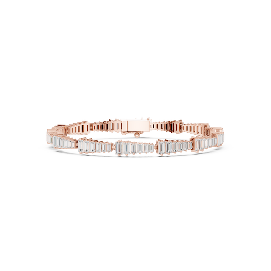 3.94CTW Tapered Baguette Diamond Bar Bracelet in Yellow Gold