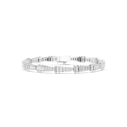 3.94CTW Tapered Baguette Diamond Bar Bracelet in Yellow Gold