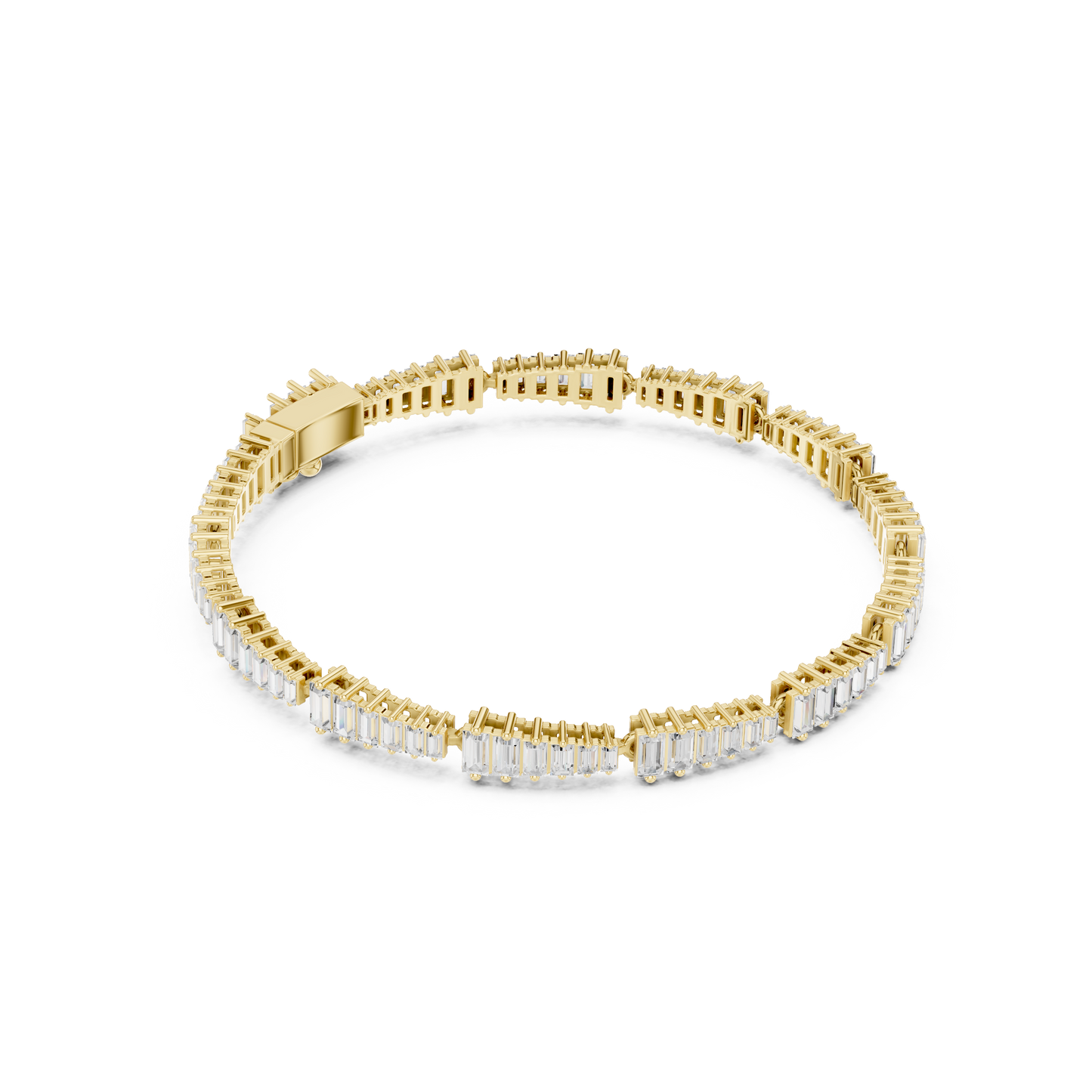 3.94CTW Tapered Baguette Diamond Bar Bracelet in Yellow Gold