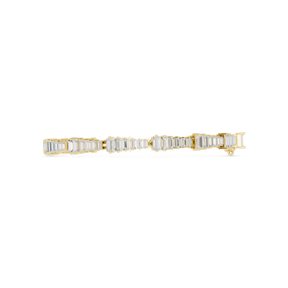 3.94CTW Tapered Baguette Diamond Bar Bracelet in Yellow Gold