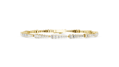 3.94CTW Tapered Baguette Diamond Bar Bracelet in Yellow Gold