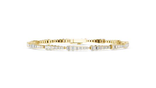 3.94CTW Tapered Baguette Diamond Bar Bracelet in Yellow Gold