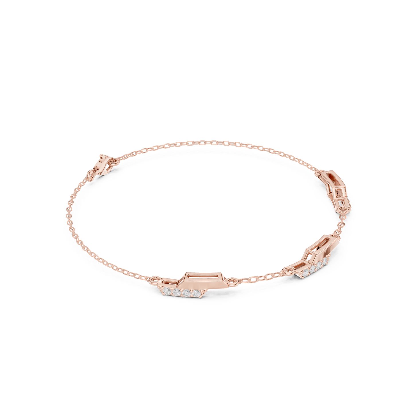 0.15CTW Diamond Station Bracelet in Yellow Gold – Minimalist Jewelry