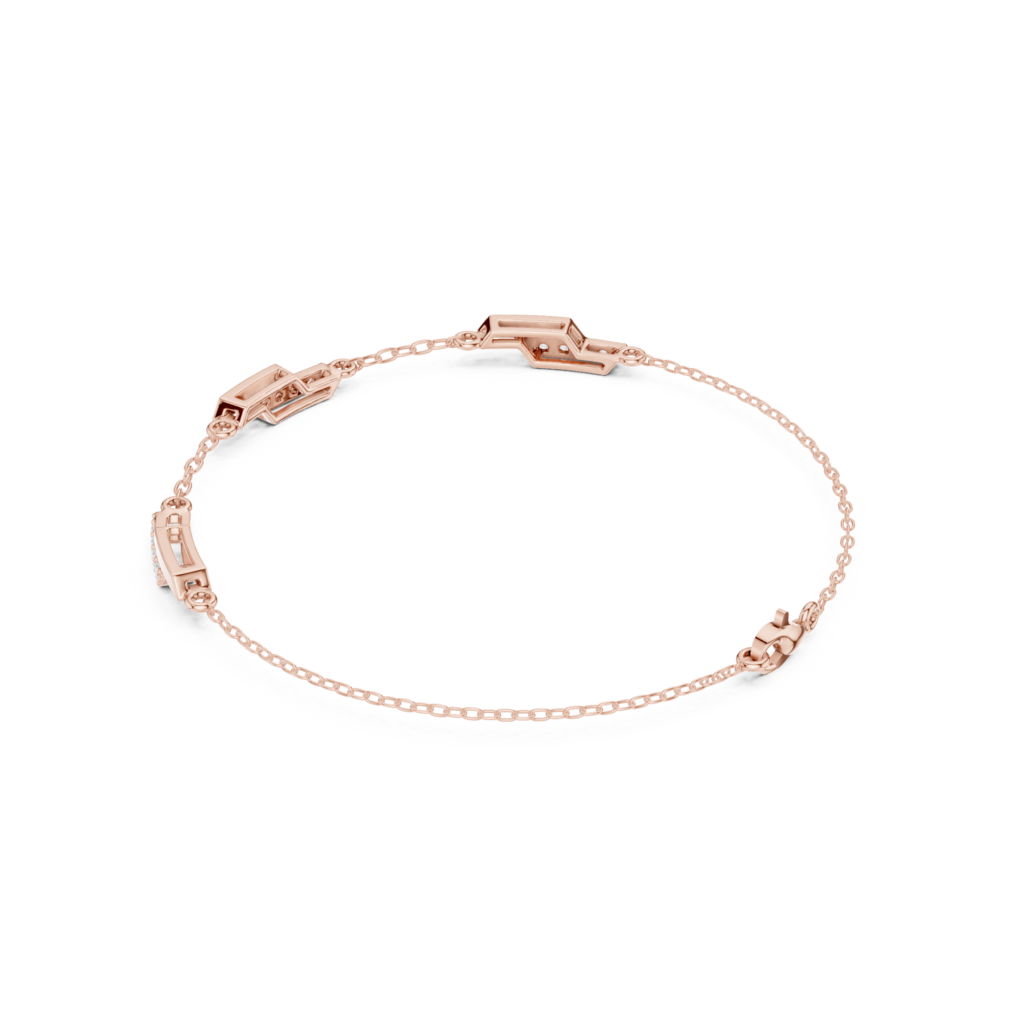 0.15CTW Diamond Station Bracelet in Yellow Gold – Minimalist Jewelry
