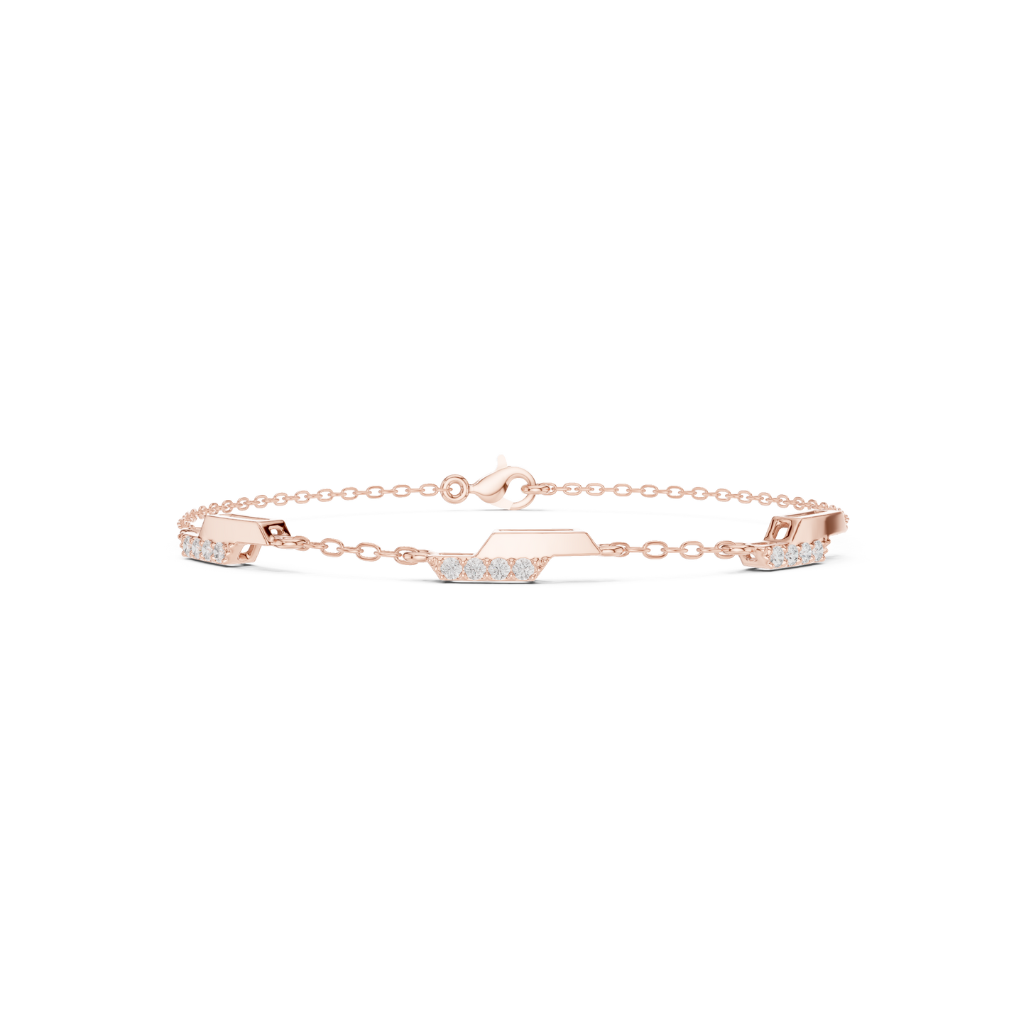 0.15CTW Diamond Station Bracelet in Yellow Gold – Minimalist Jewelry