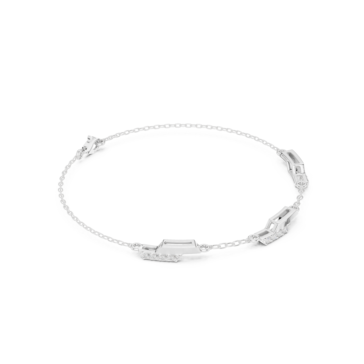 0.15CTW Diamond Station Bracelet in Yellow Gold – Minimalist Jewelry