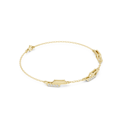 0.15CTW Diamond Station Bracelet in Yellow Gold – Minimalist Jewelry
