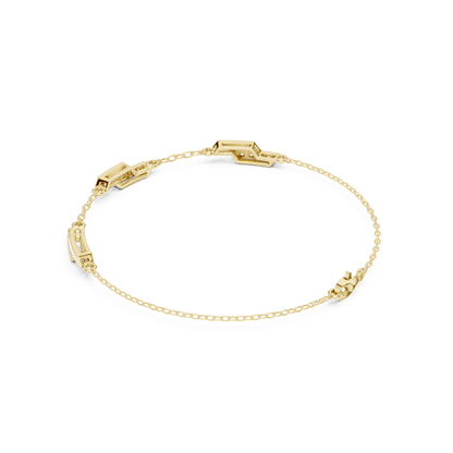 0.15CTW Diamond Station Bracelet in Yellow Gold – Minimalist Jewelry