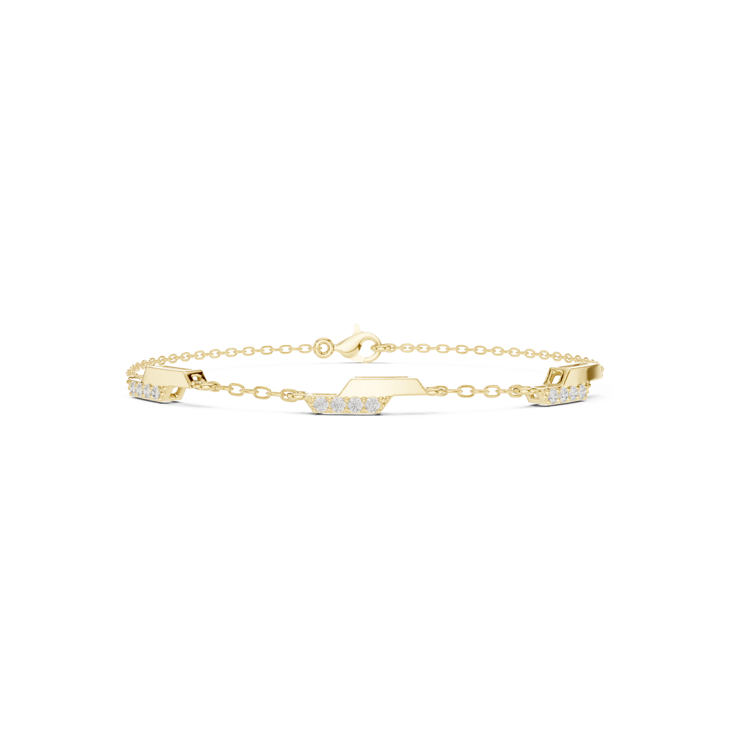 0.15CTW Diamond Station Bracelet in Yellow Gold – Minimalist Jewelry