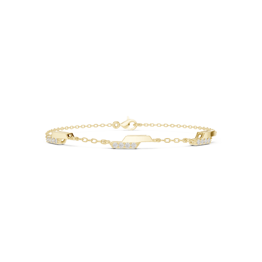 0.15 Carat Diamond Station Bracelet in Yellow Gold – Minimalist Jewelry
