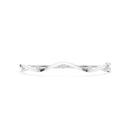 0.10CTW Wave Diamond Station Hinged Bangle - Yellow Gold