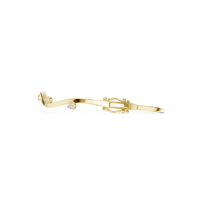 0.10CTW Wave Diamond Station Hinged Bangle - Yellow Gold