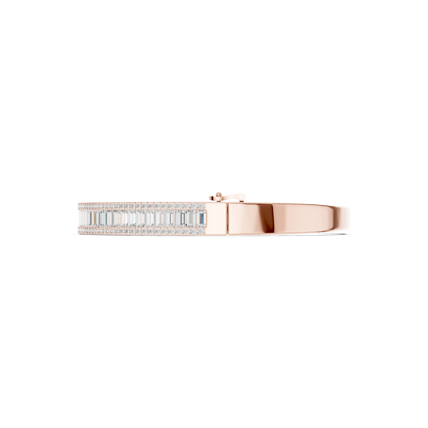 5.26CTW Baguette & Round Diamond Multi-Row Bangle - Yellow Gold