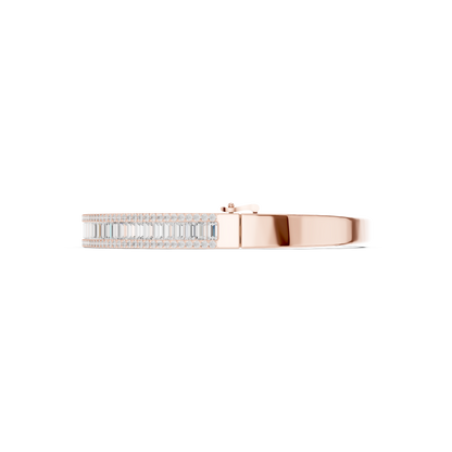 5.26CTW Baguette & Round Diamond Multi-Row Bangle - Yellow Gold