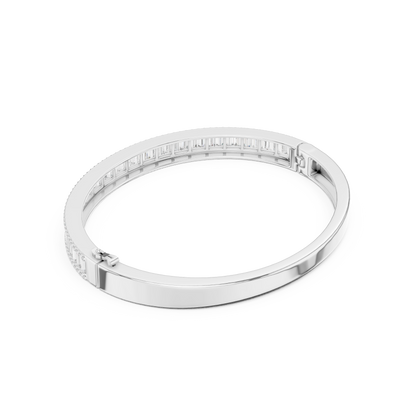 5.26CTW Baguette & Round Diamond Multi-Row Bangle - Yellow Gold