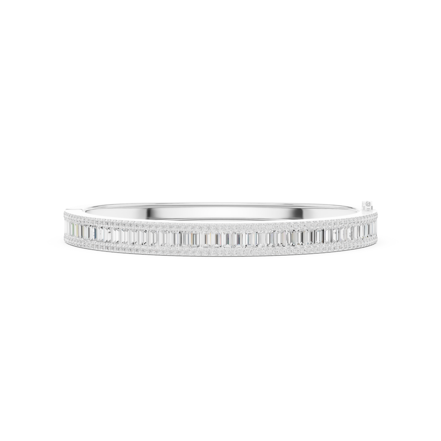 5.26CTW Baguette & Round Diamond Multi-Row Bangle - Yellow Gold