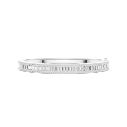 5.26CTW Baguette & Round Diamond Multi-Row Bangle - Yellow Gold