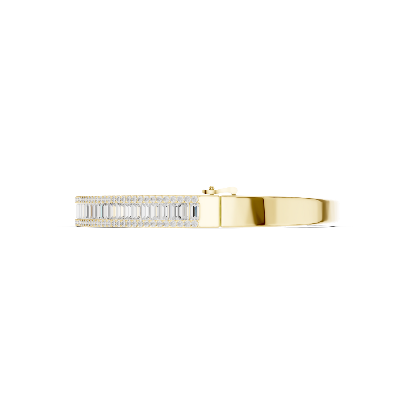 5.26CTW Baguette & Round Diamond Multi-Row Bangle - Yellow Gold