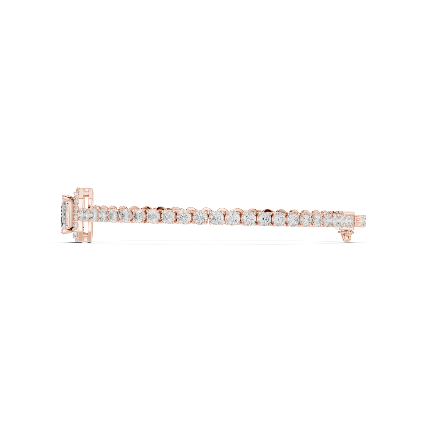 6.19CTW Emerald Cut Diamond Halo Tennis Bracelet - Yellow Gold