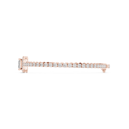 6.19CTW Emerald Cut Diamond Halo Tennis Bracelet - Yellow Gold