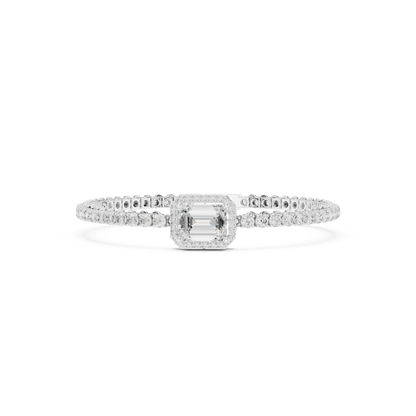 6.19CTW Emerald Cut Diamond Halo Tennis Bracelet - Yellow Gold
