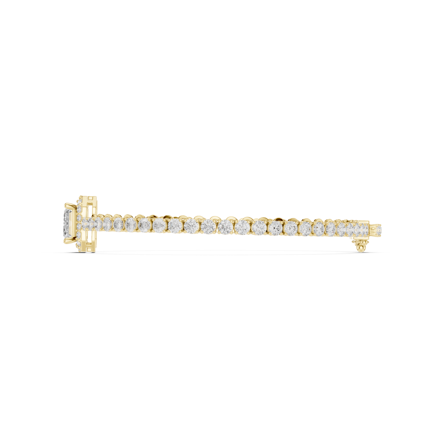 6.19CTW Emerald Cut Diamond Halo Tennis Bracelet - Yellow Gold