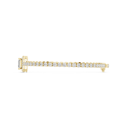 6.19CTW Emerald Cut Diamond Halo Tennis Bracelet - Yellow Gold