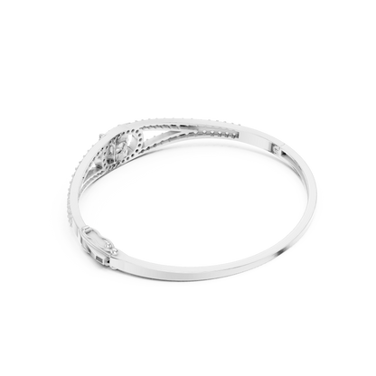 3.02CTW Round Diamond Solitaire Halo Hinged Bangle - Yellow Gold (Copy)