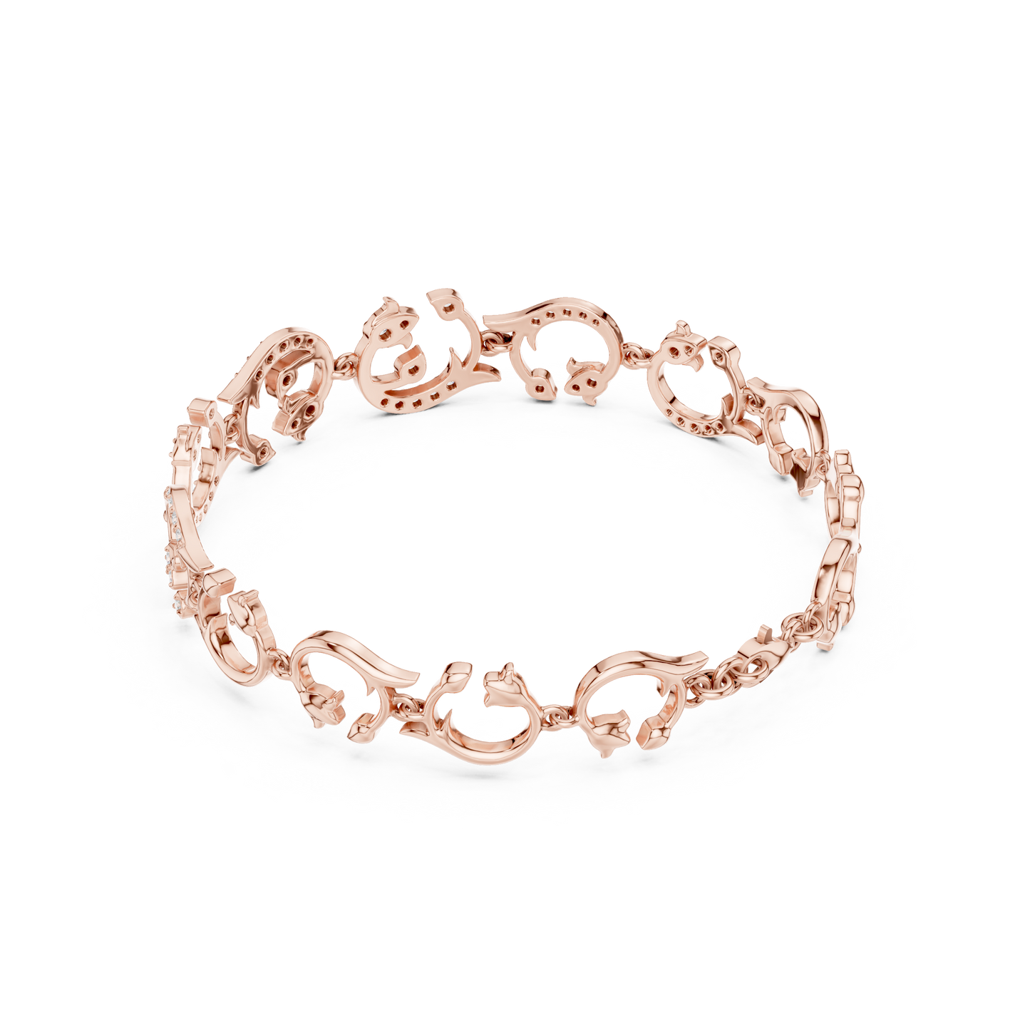 0.54CTW Diamond Baroque Scrollwork Link Bracelet in Yellow Gold