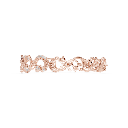 0.54CTW Diamond Baroque Scrollwork Link Bracelet in Yellow Gold
