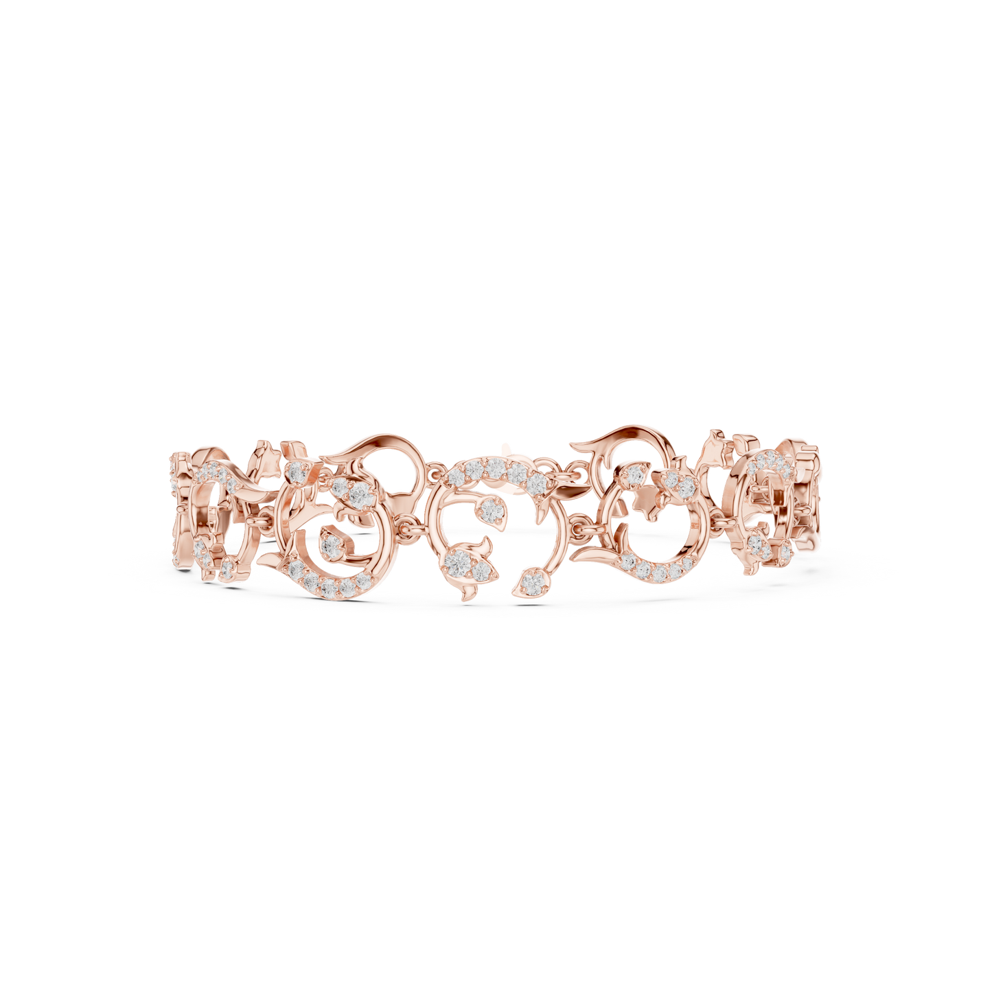 0.54CTW Diamond Baroque Scrollwork Link Bracelet in Yellow Gold