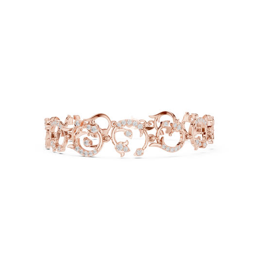 0.54 Carat Diamond Baroque Scrollwork Link Bracelet in Yellow Gold