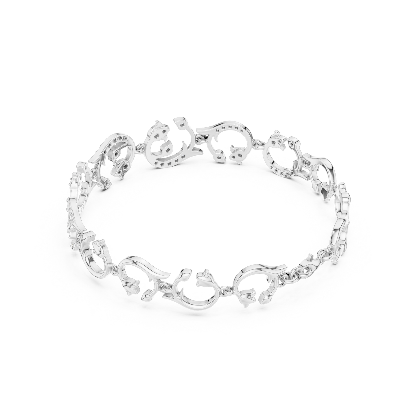 0.54CTW Diamond Baroque Scrollwork Link Bracelet in Yellow Gold