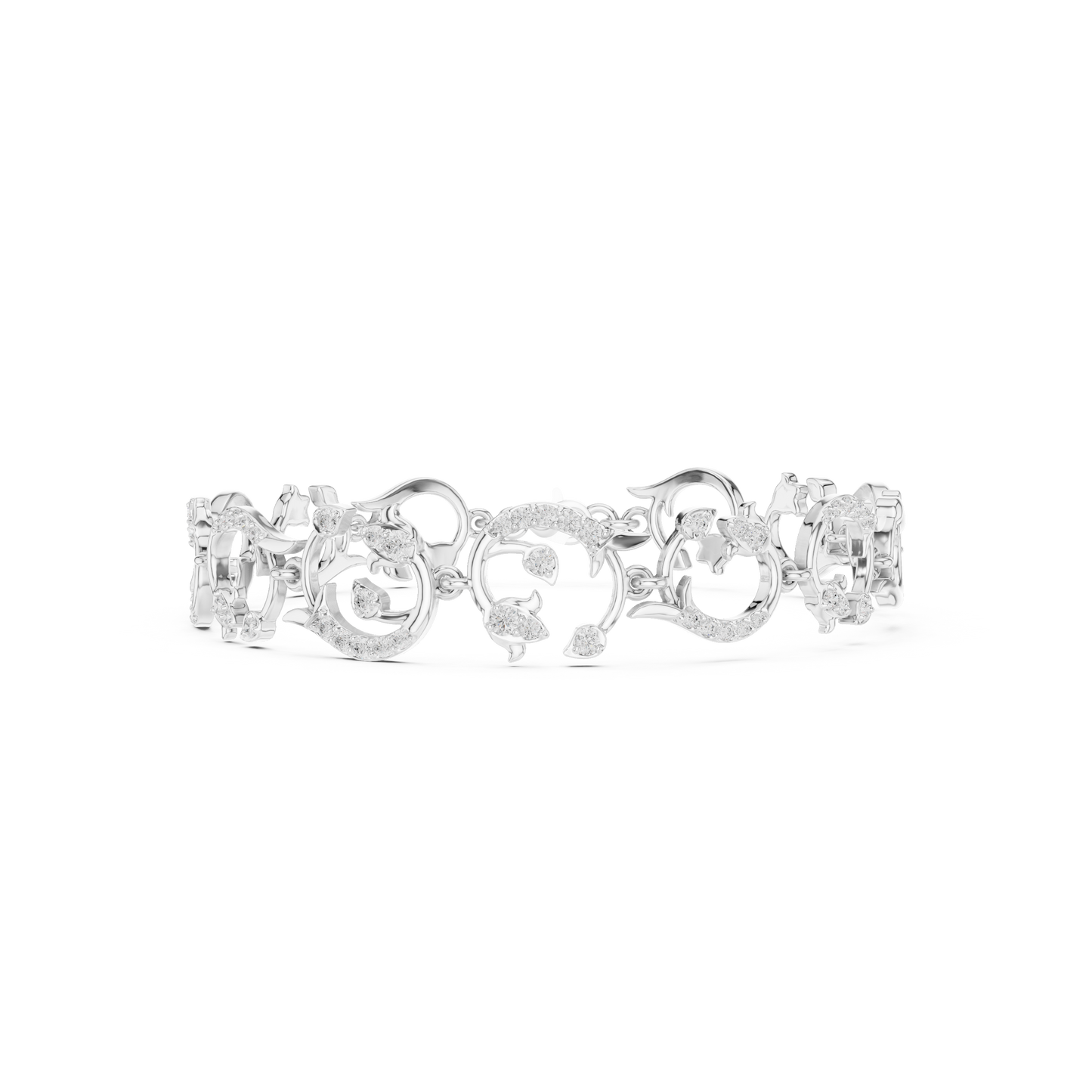 0.54CTW Diamond Baroque Scrollwork Link Bracelet in Yellow Gold