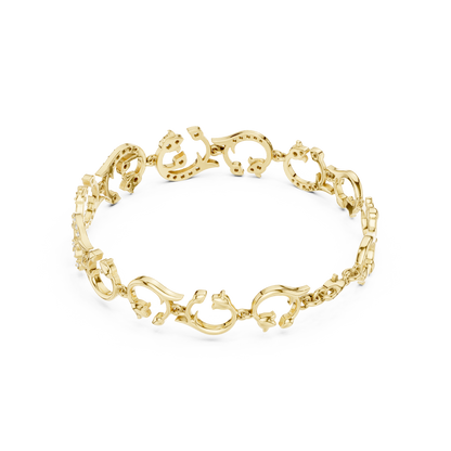 0.54CTW Diamond Baroque Scrollwork Link Bracelet in Yellow Gold