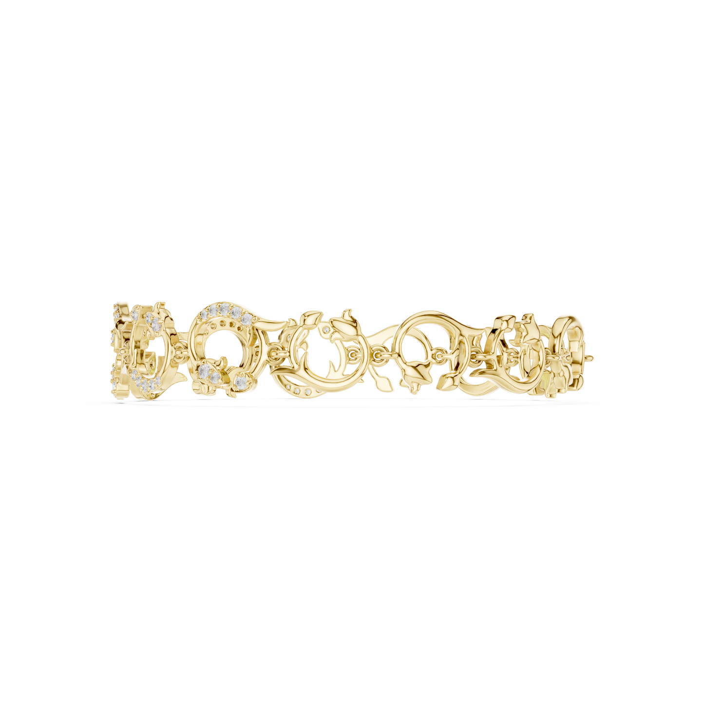 0.54CTW Diamond Baroque Scrollwork Link Bracelet in Yellow Gold