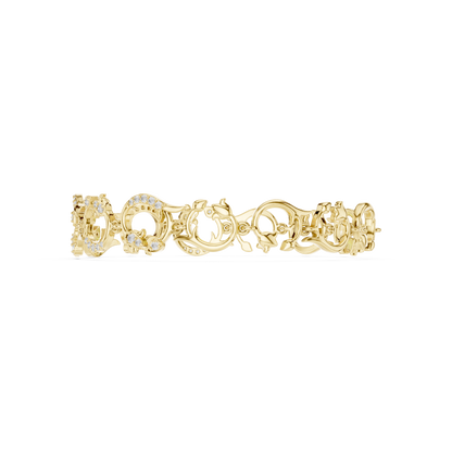 0.54CTW Diamond Baroque Scrollwork Link Bracelet in Yellow Gold
