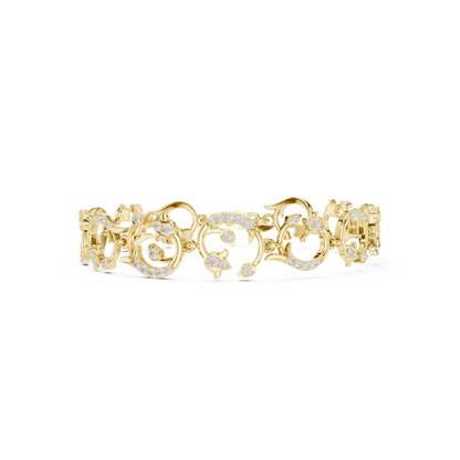 0.54CTW Diamond Baroque Scrollwork Link Bracelet in Yellow Gold