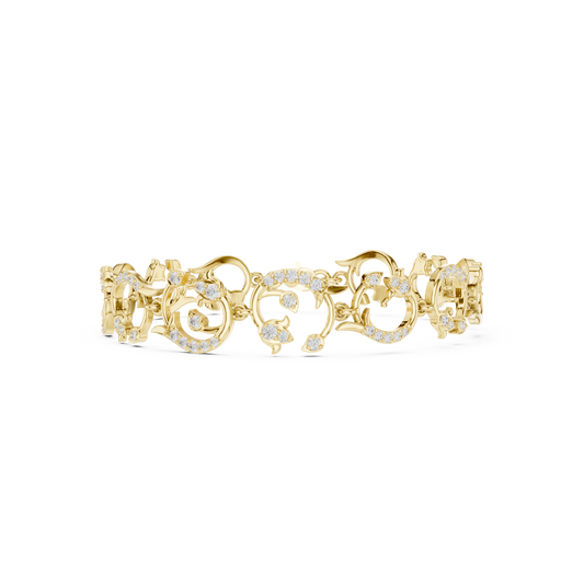 0.54 Carat Diamond Baroque Scrollwork Link Bracelet in Yellow Gold