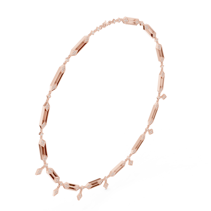 1.34ctw Solid Gold Geometric Diamond Link Necklace | Art Deco Drop Choker