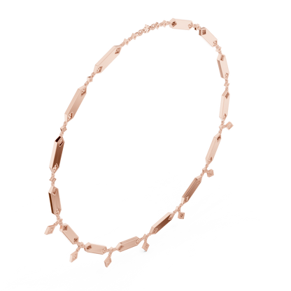 1.34ctw Solid Gold Geometric Diamond Link Necklace | Art Deco Drop Choker