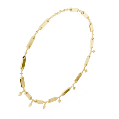 1.34ctw Solid Gold Geometric Diamond Link Necklace | Art Deco Drop Choker